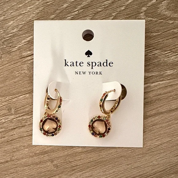 Kate Spade Gold Earrings with Colorful Accents - Picture 1 of 6